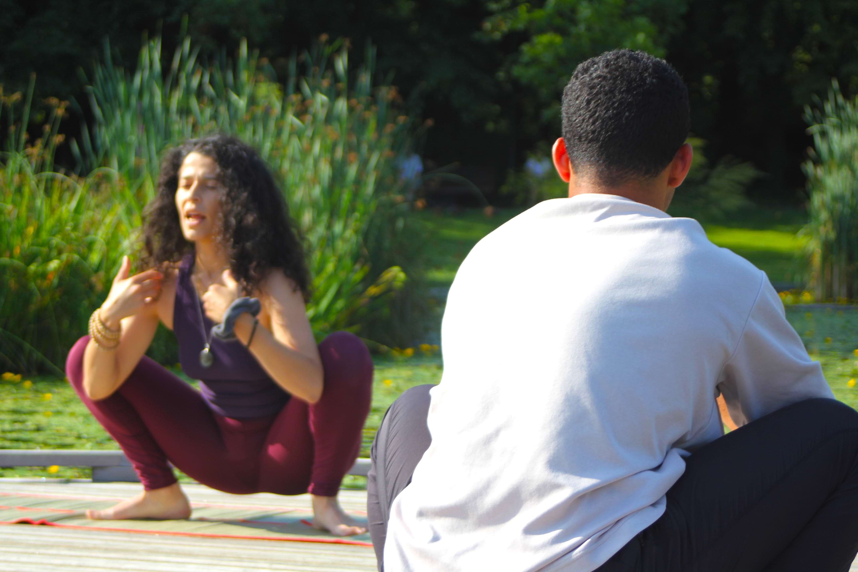 Picture of the yoga teacher showing a yoga position